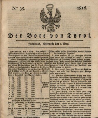 Bote für Tirol (Kaiserlich-Königlich privilegirter Bothe von und für Tirol und Vorarlberg) Mittwoch 1. Mai 1816