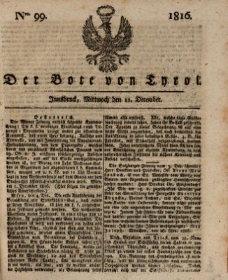 Bote für Tirol (Kaiserlich-Königlich privilegirter Bothe von und für Tirol und Vorarlberg) Mittwoch 11. Dezember 1816