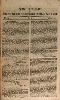 Kaiserlich-Königlich privilegirter Bothe von und für Tirol und Vorarlberg Montag 6. Januar 1817