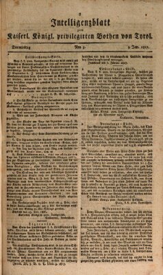 Kaiserlich-Königlich privilegirter Bothe von und für Tirol und Vorarlberg Donnerstag 9. Januar 1817