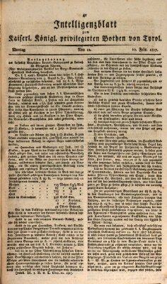 Kaiserlich-Königlich privilegirter Bothe von und für Tirol und Vorarlberg Montag 10. Februar 1817