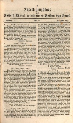 Kaiserlich-Königlich privilegirter Bothe von und für Tirol und Vorarlberg Montag 24. Februar 1817