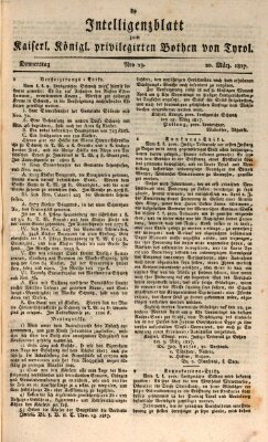 Kaiserlich-Königlich privilegirter Bothe von und für Tirol und Vorarlberg Donnerstag 20. März 1817