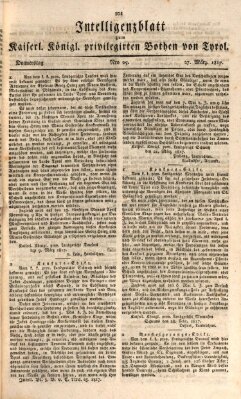 Kaiserlich-Königlich privilegirter Bothe von und für Tirol und Vorarlberg Donnerstag 27. März 1817