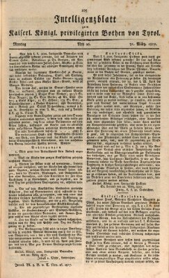 Kaiserlich-Königlich privilegirter Bothe von und für Tirol und Vorarlberg Montag 31. März 1817