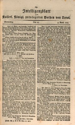 Kaiserlich-Königlich privilegirter Bothe von und für Tirol und Vorarlberg Donnerstag 3. April 1817