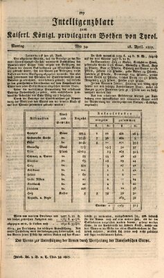 Kaiserlich-Königlich privilegirter Bothe von und für Tirol und Vorarlberg Montag 28. April 1817