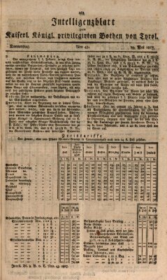 Kaiserlich-Königlich privilegirter Bothe von und für Tirol und Vorarlberg Donnerstag 29. Mai 1817