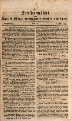 Kaiserlich-Königlich privilegirter Bothe von und für Tirol und Vorarlberg Donnerstag 12. Juni 1817