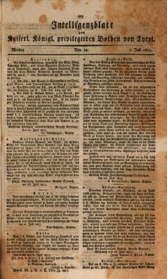 Kaiserlich-Königlich privilegirter Bothe von und für Tirol und Vorarlberg Montag 7. Juli 1817