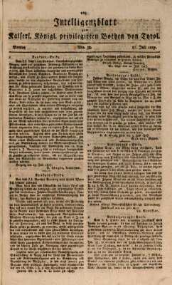 Kaiserlich-Königlich privilegirter Bothe von und für Tirol und Vorarlberg Montag 21. Juli 1817