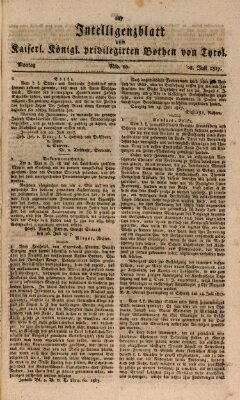 Kaiserlich-Königlich privilegirter Bothe von und für Tirol und Vorarlberg Montag 28. Juli 1817