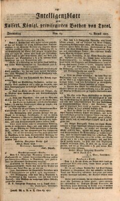 Kaiserlich-Königlich privilegirter Bothe von und für Tirol und Vorarlberg Donnerstag 14. August 1817