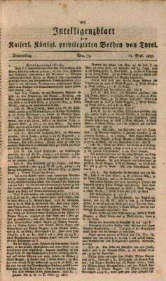 Kaiserlich-Königlich privilegirter Bothe von und für Tirol und Vorarlberg Donnerstag 11. September 1817