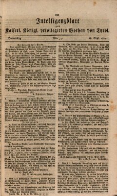 Kaiserlich-Königlich privilegirter Bothe von und für Tirol und Vorarlberg Donnerstag 18. September 1817