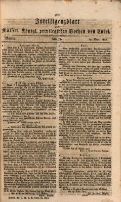 Kaiserlich-Königlich privilegirter Bothe von und für Tirol und Vorarlberg Montag 29. September 1817