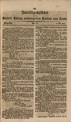 Kaiserlich-Königlich privilegirter Bothe von und für Tirol und Vorarlberg Donnerstag 2. Oktober 1817