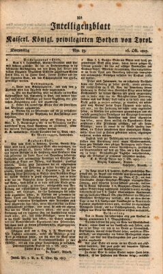 Kaiserlich-Königlich privilegirter Bothe von und für Tirol und Vorarlberg Donnerstag 16. Oktober 1817