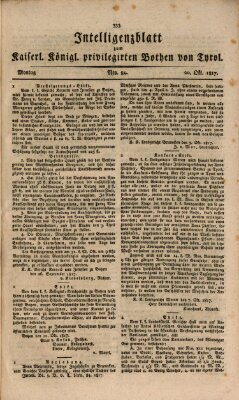 Kaiserlich-Königlich privilegirter Bothe von und für Tirol und Vorarlberg Montag 20. Oktober 1817