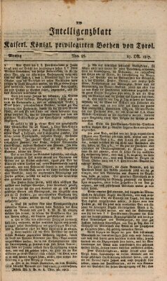 Kaiserlich-Königlich privilegirter Bothe von und für Tirol und Vorarlberg Montag 27. Oktober 1817