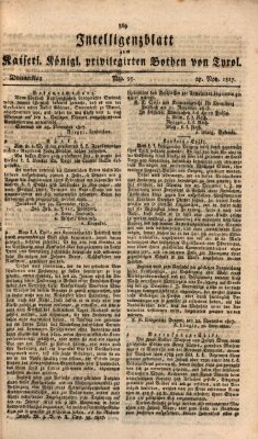 Kaiserlich-Königlich privilegirter Bothe von und für Tirol und Vorarlberg Donnerstag 27. November 1817