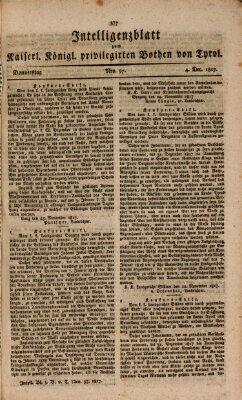 Kaiserlich-Königlich privilegirter Bothe von und für Tirol und Vorarlberg Donnerstag 4. Dezember 1817