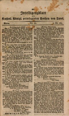 Kaiserlich-Königlich privilegirter Bothe von und für Tirol und Vorarlberg Montag 15. Dezember 1817