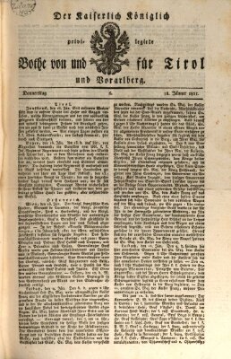 Kaiserlich-Königlich privilegirter Bothe von und für Tirol und Vorarlberg Donnerstag 18. Januar 1821