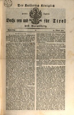 Kaiserlich-Königlich privilegirter Bothe von und für Tirol und Vorarlberg Donnerstag 25. Januar 1821