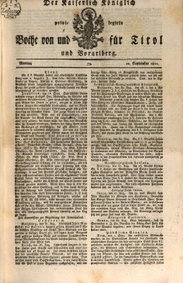 Kaiserlich-Königlich privilegirter Bothe von und für Tirol und Vorarlberg Montag 10. September 1821