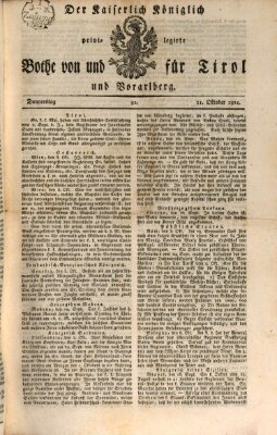 Kaiserlich-Königlich privilegirter Bothe von und für Tirol und Vorarlberg Donnerstag 11. Oktober 1821