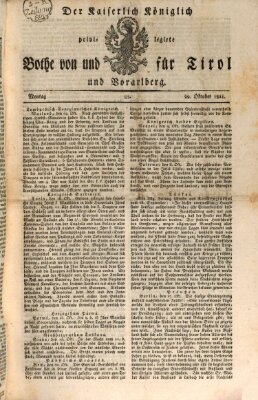 Kaiserlich-Königlich privilegirter Bothe von und für Tirol und Vorarlberg Montag 29. Oktober 1821