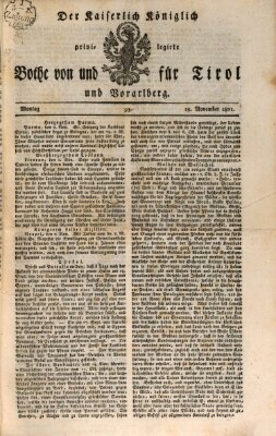 Kaiserlich-Königlich privilegirter Bothe von und für Tirol und Vorarlberg Montag 19. November 1821