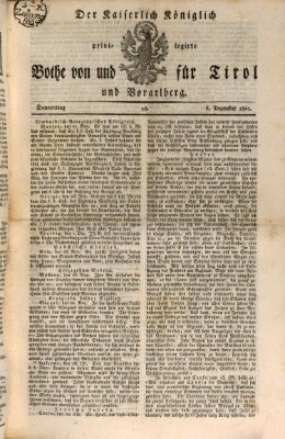 Kaiserlich-Königlich privilegirter Bothe von und für Tirol und Vorarlberg Donnerstag 6. Dezember 1821