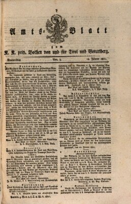 Kaiserlich-Königlich privilegirter Bothe von und für Tirol und Vorarlberg Donnerstag 18. Januar 1821