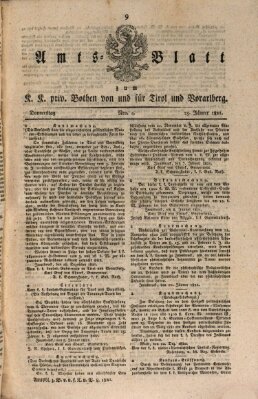 Kaiserlich-Königlich privilegirter Bothe von und für Tirol und Vorarlberg Donnerstag 25. Januar 1821