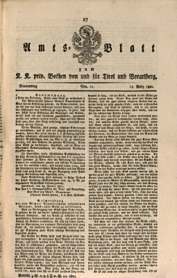 Kaiserlich-Königlich privilegirter Bothe von und für Tirol und Vorarlberg Donnerstag 15. März 1821