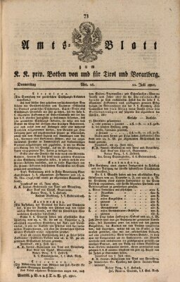 Kaiserlich-Königlich privilegirter Bothe von und für Tirol und Vorarlberg Donnerstag 12. Juli 1821