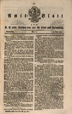 Kaiserlich-Königlich privilegirter Bothe von und für Tirol und Vorarlberg Donnerstag 19. Juli 1821