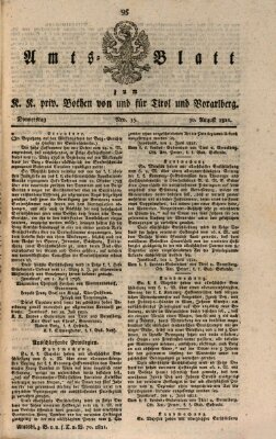 Kaiserlich-Königlich privilegirter Bothe von und für Tirol und Vorarlberg Donnerstag 30. August 1821