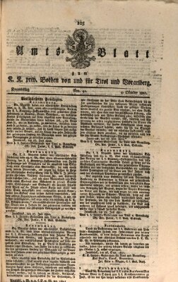 Kaiserlich-Königlich privilegirter Bothe von und für Tirol und Vorarlberg Donnerstag 4. Oktober 1821