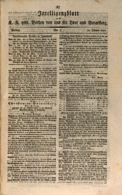 Kaiserlich-Königlich privilegirter Bothe von und für Tirol und Vorarlberg Montag 22. Januar 1821