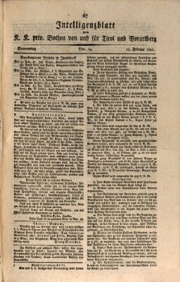 Kaiserlich-Königlich privilegirter Bothe von und für Tirol und Vorarlberg Donnerstag 15. Februar 1821