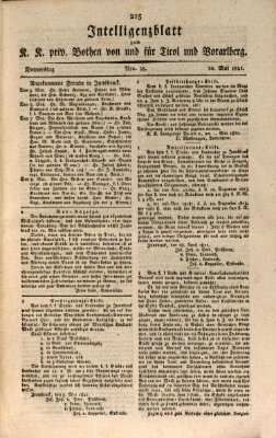 Kaiserlich-Königlich privilegirter Bothe von und für Tirol und Vorarlberg Donnerstag 10. Mai 1821