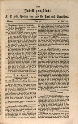 Kaiserlich-Königlich privilegirter Bothe von und für Tirol und Vorarlberg Montag 21. Mai 1821