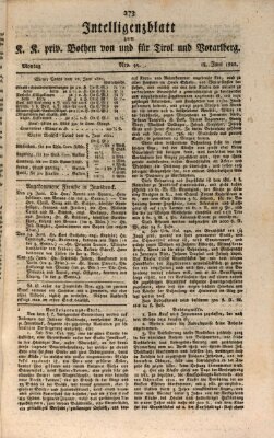 Kaiserlich-Königlich privilegirter Bothe von und für Tirol und Vorarlberg Montag 18. Juni 1821