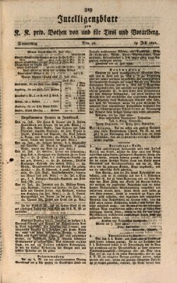 Kaiserlich-Königlich privilegirter Bothe von und für Tirol und Vorarlberg Donnerstag 19. Juli 1821