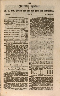 Kaiserlich-Königlich privilegirter Bothe von und für Tirol und Vorarlberg Montag 23. Juli 1821