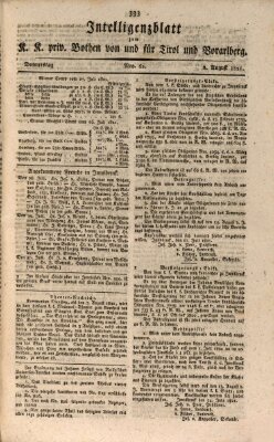 Kaiserlich-Königlich privilegirter Bothe von und für Tirol und Vorarlberg Donnerstag 2. August 1821