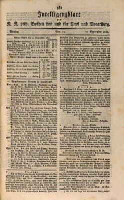 Kaiserlich-Königlich privilegirter Bothe von und für Tirol und Vorarlberg Montag 10. September 1821